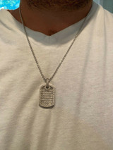 Italiano Silver, Inc Solid 925 Silver Mens Dog Tag Pendant Iced Baguette Diamond 1.5 Gold Hip Hop