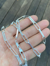 Chunky Silver 7mm Paperclip Link Chain Necklace For Men or Women