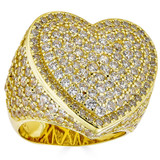 Eternal Love Heart Iced Out Ring -  14k Gold Vermeil 925 Silver - CZ Stones
