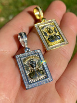 HarlemBling Real 925 Sterling Silver and Gold Iced Jesus Malverde Medallion Proteccion Medalla