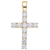 Solid 925 Sterling & 14k Gold Silver Tennis Cross Pendant Diamond Iced Necklace