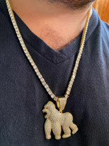 HarlemBling Real Solid 925 Sterling Silver Gold Gorilla Pendant Ape Necklace Iced Diamond