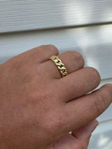 HarlemBling 14k Gold Over Solid 925 Silver Mens Ladies 6mm Wedding Band Cuban Link Ring