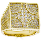 North South East West Iced Out Ring - 14k Gold Vermeil 925 Silver - CZ Stones