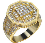 Mafia Boss Ring -14k Gold Vermeil 925 Silver - CZ Stones