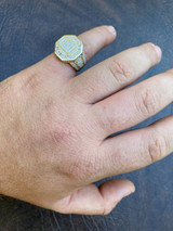 Italiano Silver, Inc REAL Mens 14k Gold Over Solid 925 Silver Hip Hop Iced Flooded Out Diamond Ring