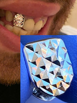 SOLID 925 Sterling Silver Single Tooth Grillz Hip Hop Grill Cap Diamond Cut REAL