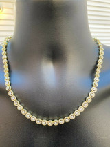 Italiano Silver, Inc 14k Gold Over Solid 925 Silver Tennis Chain Real Iced Flooded Out Diamond Choker