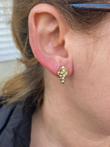 HarlemBling Mens Real Solid 925 Sterling Silver and 14k Gold Nugget Earrings Large Iced Studs