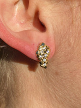 HarlemBling Mens Real Solid 925 Sterling Silver and 14k Gold Nugget Earrings Large Iced Studs