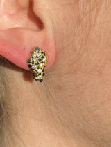 HarlemBling Mens Real Solid 925 Sterling Silver and 14k Gold Nugget Earrings Large Iced Studs