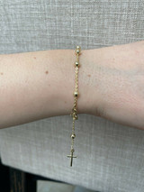 Rosary Bead Rosario Cross Ladies Bracelet 14k Gold Over Real 925 Sterling Silver