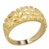 Alaska Gold Nugget Plain Ring - 14k Gold Vermeil 925 Silver
