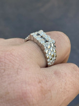 Italiano Silver, Inc Mens REAL Solid 925 Sterling Silver Nugget Ring Iced Baguette Diamonds Sz 6-13