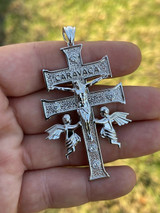 Italiano Silver, Inc Real Solid Sterling 925 Silver Caravaca Cross Double Crucifix Mens LARGE 2.5