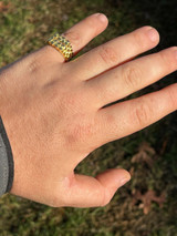 Italiano Silver, Inc 14k Gold Over REAL Solid 925 Sterling Silver Nugget Ring Iced Baguette Diamonds