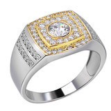 Venetian Ring - 925 Silver & Gold Accent  - CZ Stones