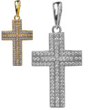Real 925 Sterling Silver Or Gold Cross Crucifix Pendant Necklace Iced 1" Small