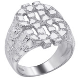 Silver Nugget Money Plain Ring - 925 Silver