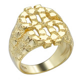 Gold Nugget Money Plain Ring - 14k Gold Vermeil 925 Silver