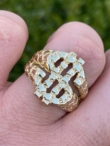 Italiano Silver, Inc Real Solid 925 Sterling Silver and 14k Gold Mens Hip Hop Nugget Dollar Sign dollar Ring