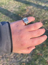 Italiano Silver, Inc Solid 925 Sterling Silver and 14k Gold Dollar Sign dollar Money Ring Iced Hip Hop Pinky