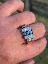 Italiano Silver, Inc Solid 925 Sterling Silver and 14k Gold Dollar Sign dollar Money Ring Iced Hip Hop Pinky