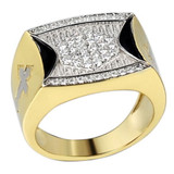Knight's Templar Ring - 14k Gold Vermeil 925 Silver - CZ Stones