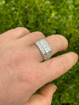 Italiano Silver, Inc Mens Real Solid Sterling Silver Iced Diamond Nugget Ring Hip Hop Pinky Anillo