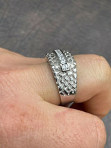 Italiano Silver, Inc Mens Real Solid Sterling Silver Iced Diamond Nugget Ring Hip Hop Pinky Anillo