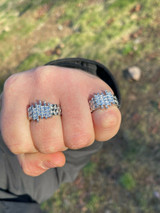 Italiano Silver, Inc Mens REAL 925 Sterling Silver Nugget Ring Baguette Iced Drip Diamonds Pinky Ring