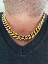 Hip Hop Miami Cuban CHOKER Chain Solid 14k Gold Over SS HipHop Necklace Mens Womens 16mm