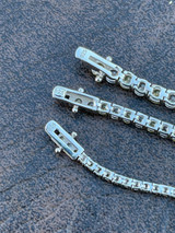 HarlemBling Solid 925 Sterling Silver Tennis Bracelet - 10mm Wide Two Row  Iced Flooded Out Cz Bracelet - Natural Silver Or 14k Yellow Or Rose Gold