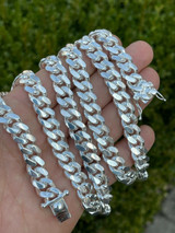 18mm Sterling Silver 925 HEAVY Curb Cuban Chain & Bracelet Silver thic –  Daniel J