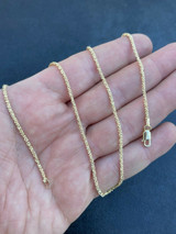 HarlemBling 14k Gold Over Real Solid 925 Sterling Silver Diamond Sparkle Rope Chain Necklace
