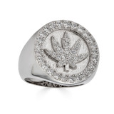 420 Love Of The Plant Iced Out Ring - 925 Silver - CZ Stones