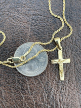 Italiano Silver, Inc 925 Sterling Silver Plain Gold Cross Jesus Crucifix Pendant Necklace Small 1