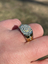 Italiano Silver, Inc Mens Real Solid 925 Sterling Silver and 14k Gold Diamond RING Sz 6-13 ICED Hip Hop