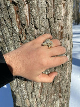 Real Solid 925 Sterling Silver and 14k Gold Custom GOAT Ring Diamond Iced Animal