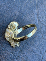 Real Solid 925 Sterling Silver and 14k Gold Custom GOAT Ring Diamond Iced Animal