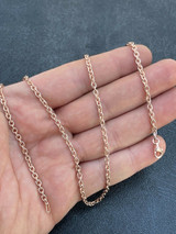 Italiano Silver, Inc Real Solid 925 Sterling Silver 14k Rose Gold Vermeil Anchor Cable Chain Necklace