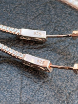 14k Rose Gold 925 Silver Endless Hoop Earrings Inside Out Diamond Huggie 18-50mm