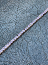 Italiano Silver, Inc Tennis Chain Real 925 Sterling Silver 14k Rose Gold Finish Pink Diamond Necklace