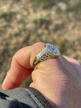 Italiano Silver, Inc Mens 14k Gold and Real 925 Sterling Silver Iced Diamond Nugget Micropave Ring