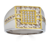 East Side Ring  - 925 Silver & Gold Accent  - CZ Stones