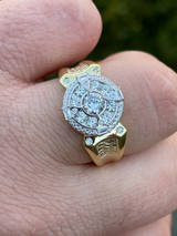 Italiano Silver, Inc Mens 14k Gold and Real 925 Sterling Silver Iced Diamond Solitaire Pinky Ring