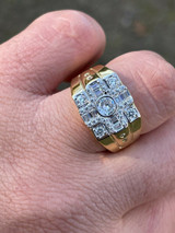 Italiano Silver, Inc 14k Gold and Real Solid 925 Silver Diamond Iced Baguette Mens Pinky Square RING
