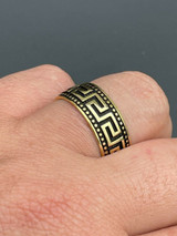 Italiano Silver, Inc Mens Plain Ring Real 14k Gold Over Solid 925 Silver Pinky Wedding Band Greek Key