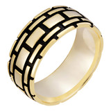 Brick Eternity Band Ring - 14k Gold Vermeil 925 Silver Oxidized - Plain