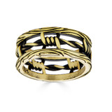 Barbed Wire Band Ring - 14k Gold Vermeil 925 Silver Oxidized - Plain